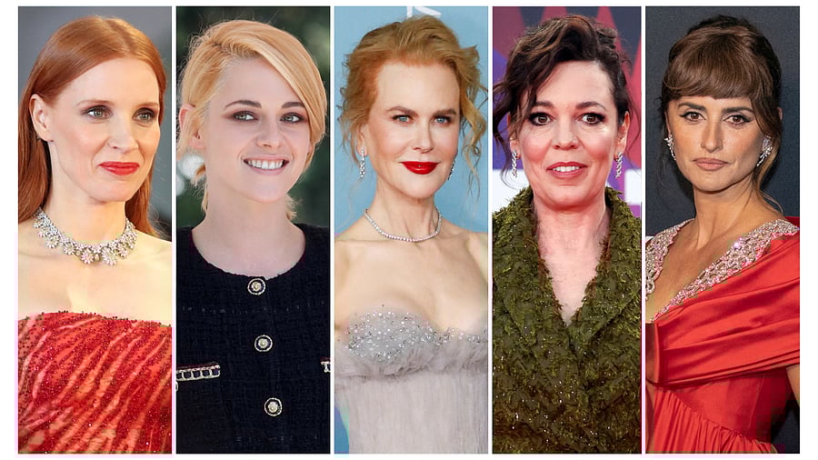 2022 Best actress Oscar nominees are Chastain, Stewart, Kidman, Colman and Cruz. Credit: Reuters Photo