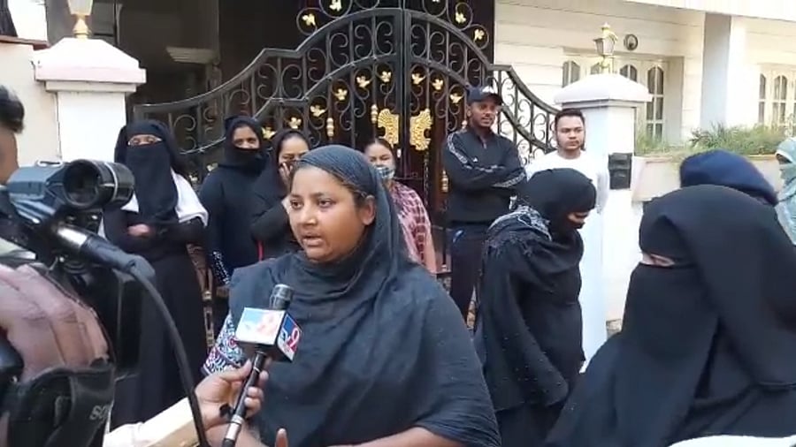 Parents and relatives of the student claimed a teacher made offensive remarks about the hijab and sought action. Credit: DH Photo/BK Janardhan