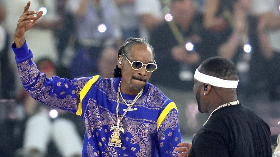 Snoop Dogg performs at the Super Bowl halftime event. Credit: AFP Photo