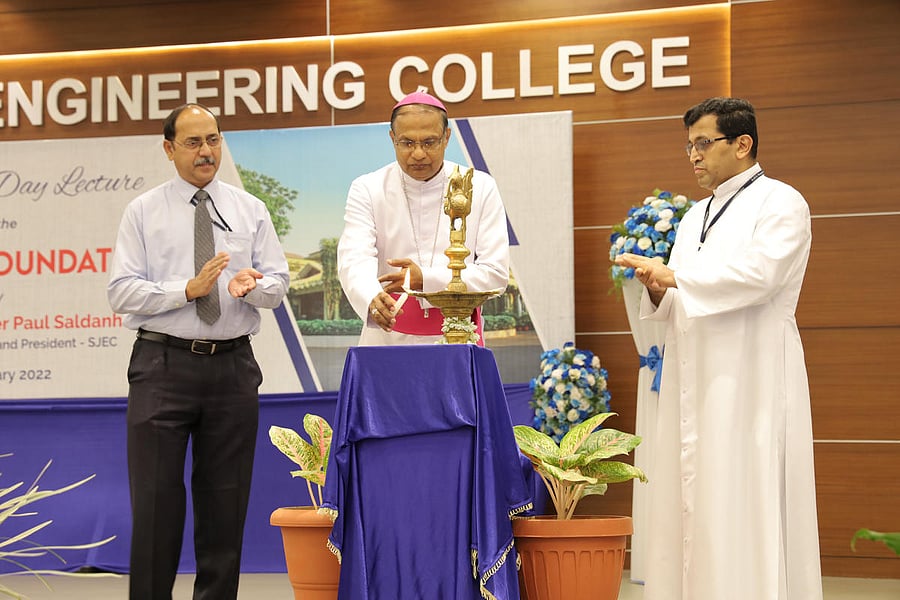 Mangalore Diocese Bishop Rev Dr Peter Paul Saldanha inaugurates Foundation Day lectureat St Joseph Engineering College in Mangaluru.