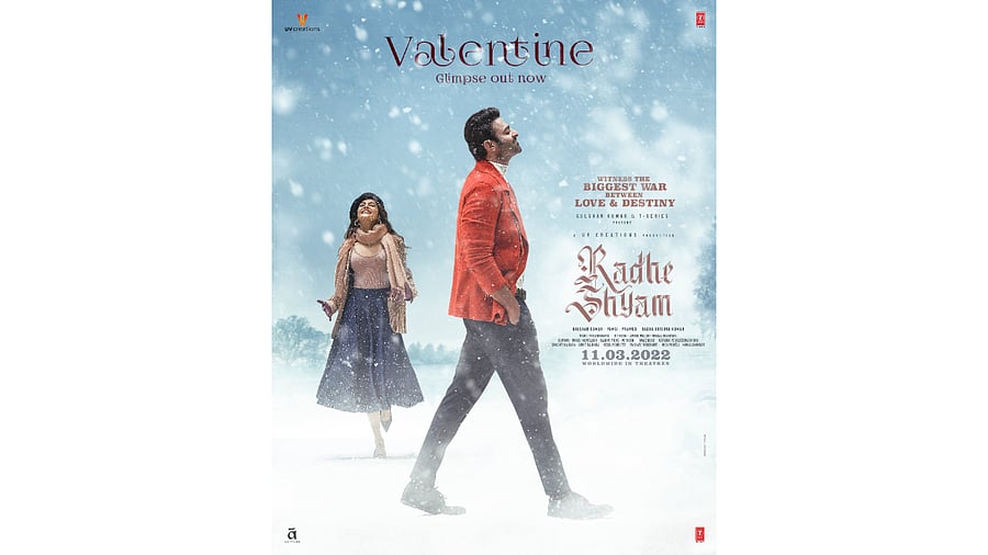 The official poster of 'Radhe Shyam'. Credit: Twitter/@UV_Creations