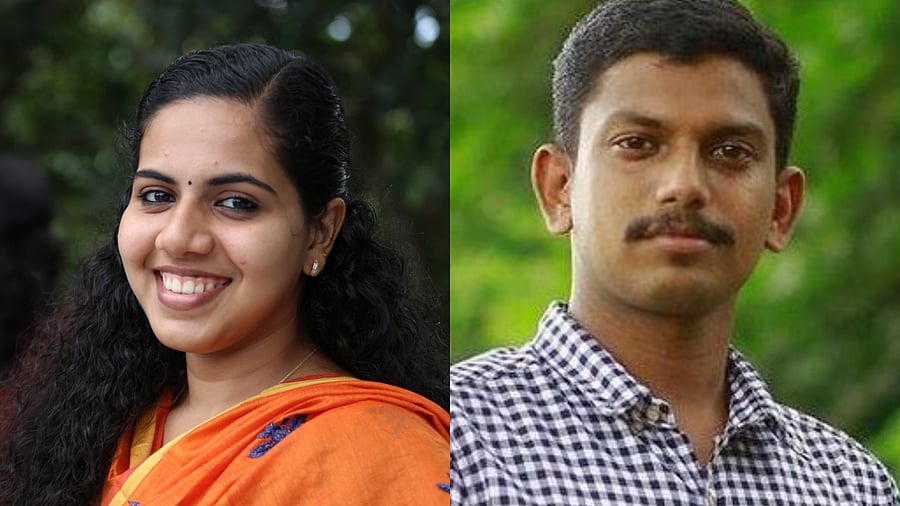 Thiruvananthapuram city mayor Arya Rajendran (L), and KM Sachindev, who is the youngest MLA in Kerala. Credit: DH special arrangement