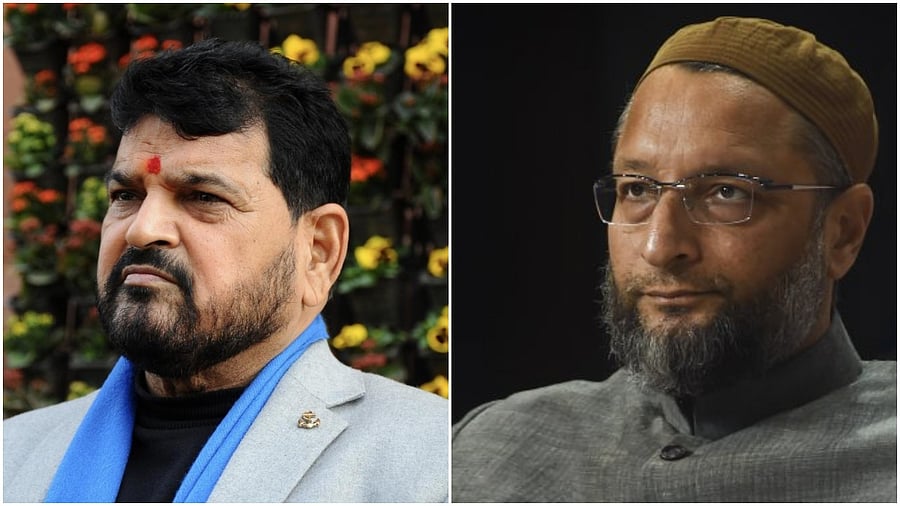 Brij Bhushan Sharan Singh (L) and Asaduddin Owaisi file photos. Credit: PTI/IANS