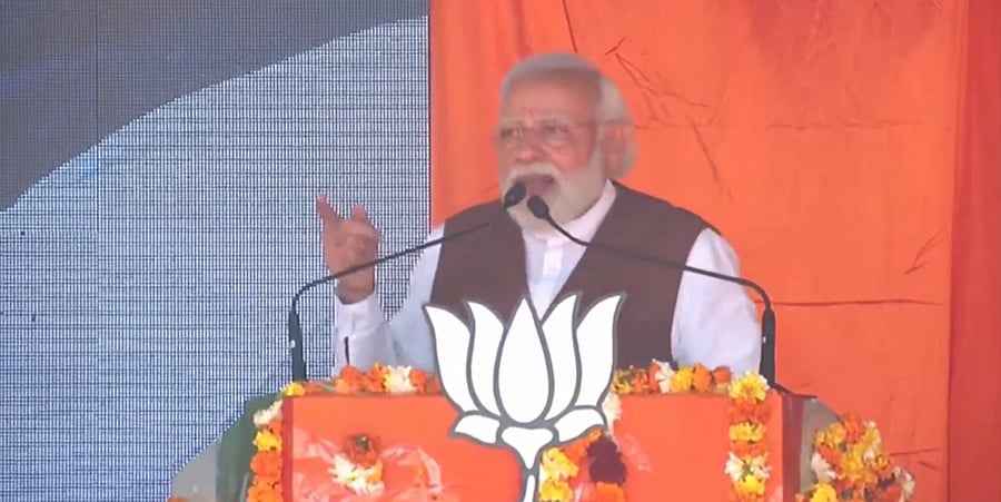 Prime Minister Narendra Modi. Credit: Screengrab of livestream on Twitter/@BJP4India