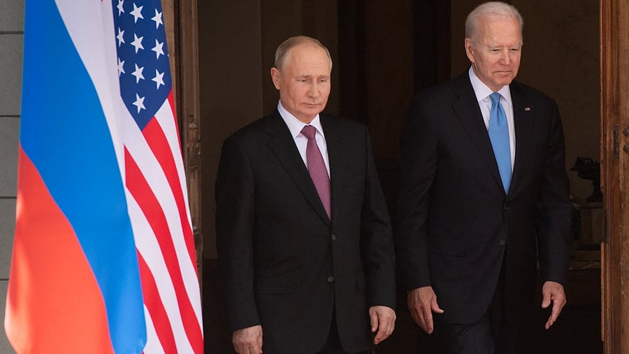 US President Joe Biden and Russian President Vladimir Putin. Credit: AFP File Photo
