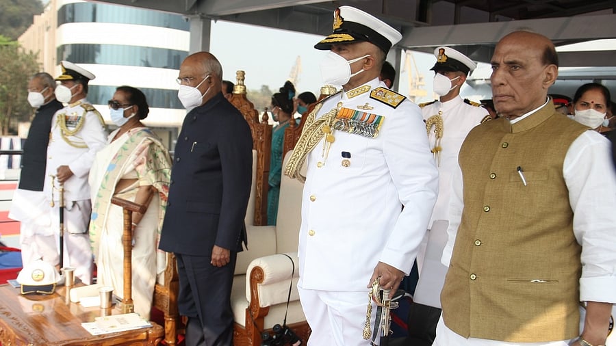 President Ram Nath Kovind at the Presidential Fleet Review-2022 at Visakhapatnam, Andhra Pradesh. Credit: IANS 
