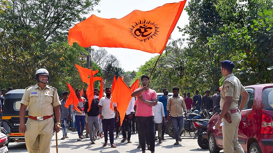 Members of right-wing outfits take out a march seeking action against those responsible for the murder. Credit: PTI Photo