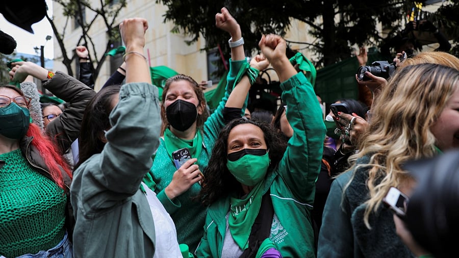 Women react after Colombia's constitutional court voted to decriminalize abortion until 24 weeks of gestation, in Bogota, Colombia. Credit: Reuters Photo