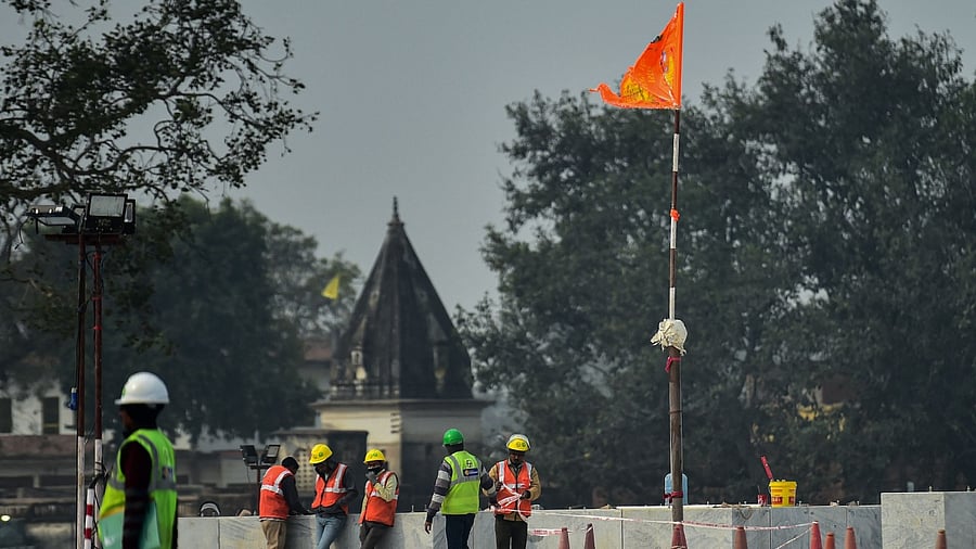 Work on the Ram temple is currently under way. Credit: AFP File Photo