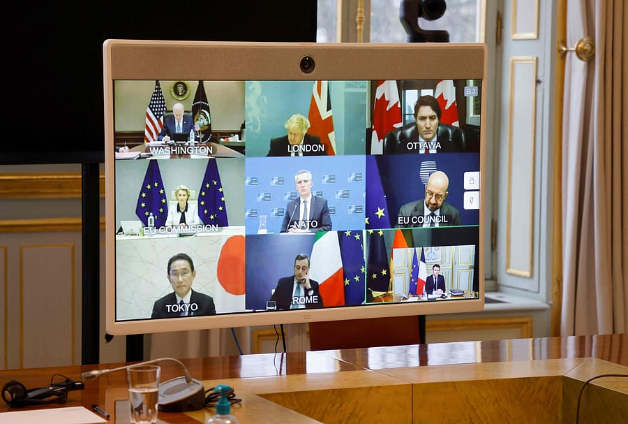 Before the G7 gathering, Biden first huddled with his National Security Council in the Situation Room, the White House said. Credit: AFP Photo
