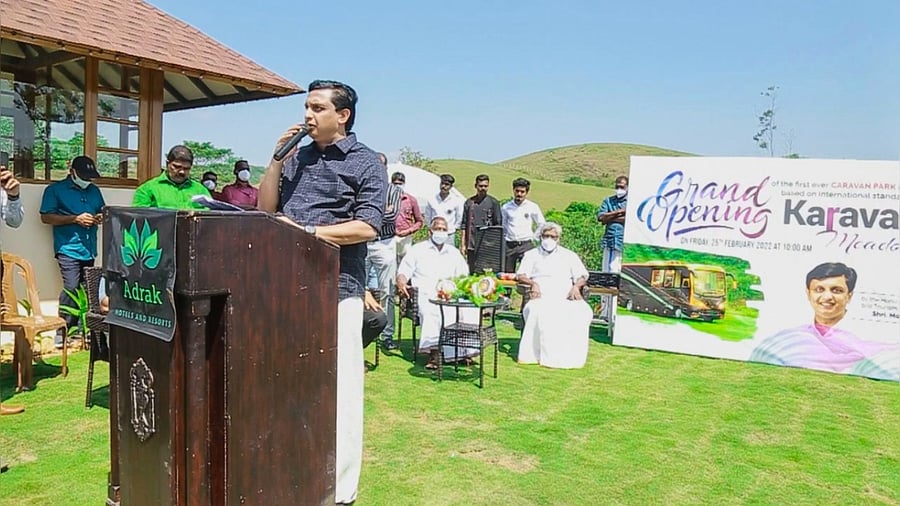 Kerala tourism minister Mohammed Riyas inaugurates the caravan park project. Credit: Special arrangement