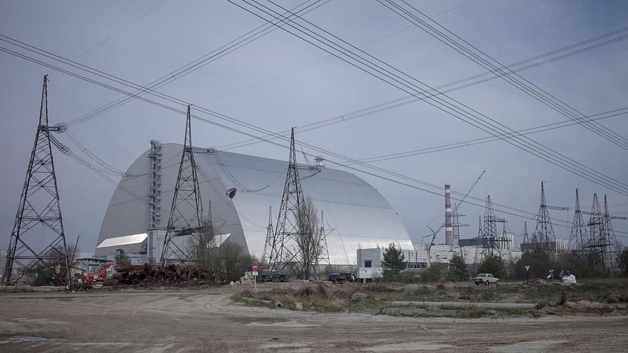 A general view shows a New Safe Confinement (NSC) structure over the old sarcophagus covering the damaged fourth reactor at the Chernobyl nuclear power plant. Credit: Reuters File Photo