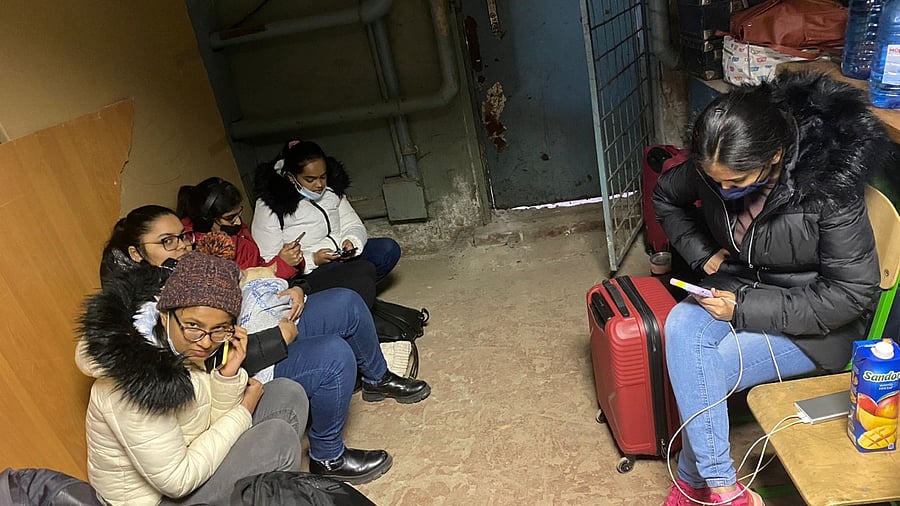Students sheltered in a basement of a school in Kyiv. Credit: Special Arrangement