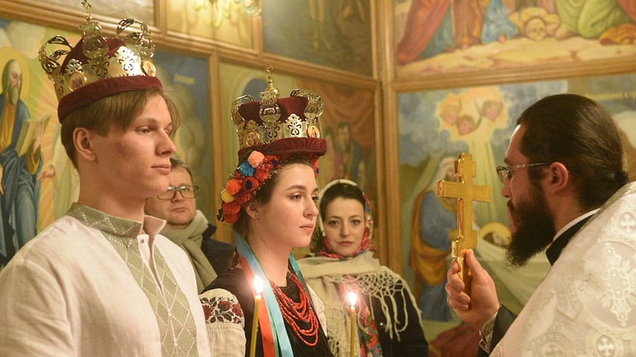 Yaryna Arieva and her partner Sviatoslav Fursin. Credit: Facebook/@Orthodox.in.Ukraine