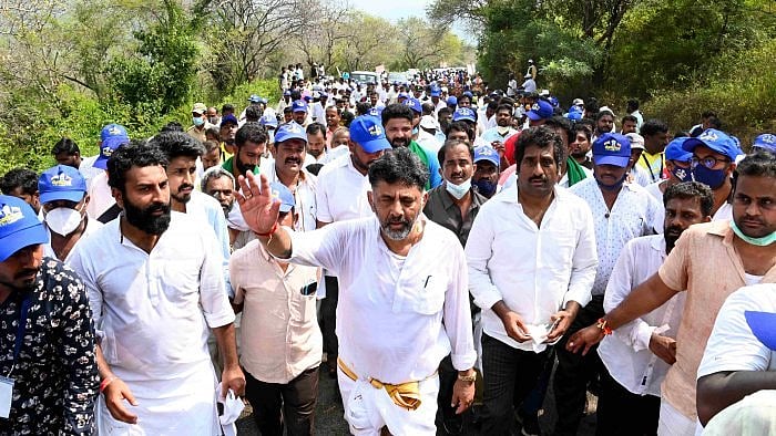 Reacting to the FIR, Shivakumar speaking to reporters said even 100 cases could be booked but the padayatra will continue. Credit: DH File Photo