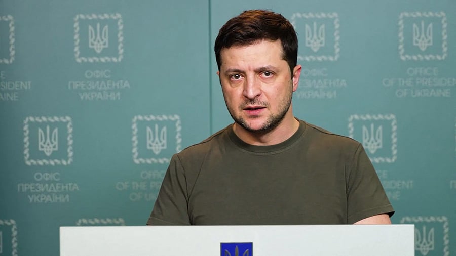 Ukrainian President Volodymyr Zelenskyy on March 1 described Russian shelling of his country's second city as a war crime and said defending the capital from Moscow's army was a top priority. Credit: AFP Photo