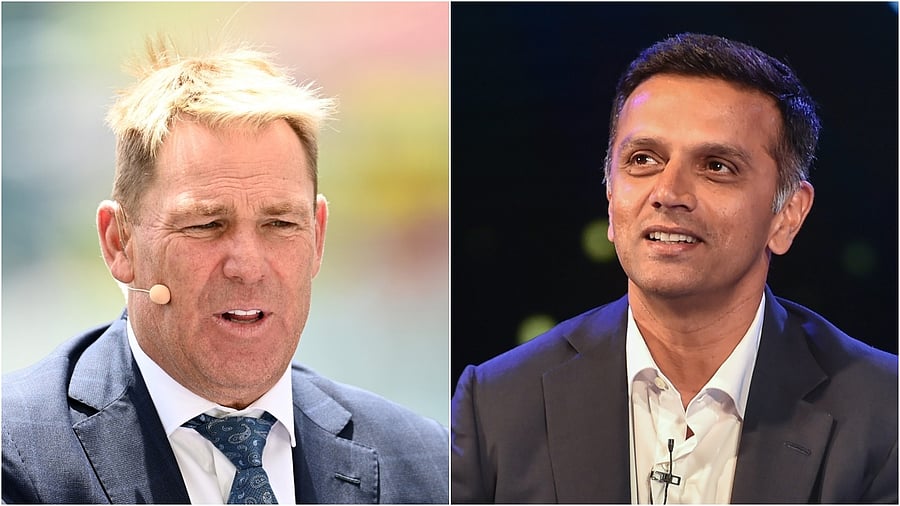 Shane Warne and Rahul Dravid. Credit: Agency Photos