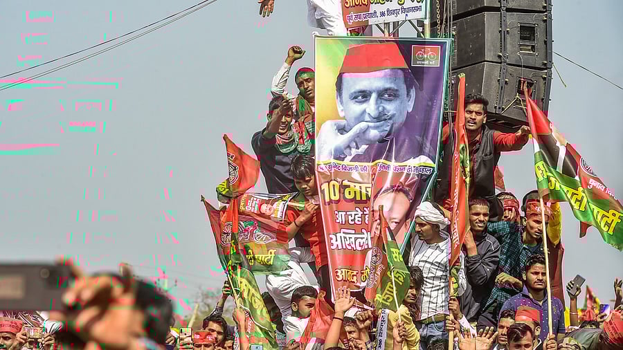 Mulayam Singh Yadav addressed an election rally earlier from Karhal from where his son and SP chief Akhilesh Yadav is fighting. Credit: PTI Photo
