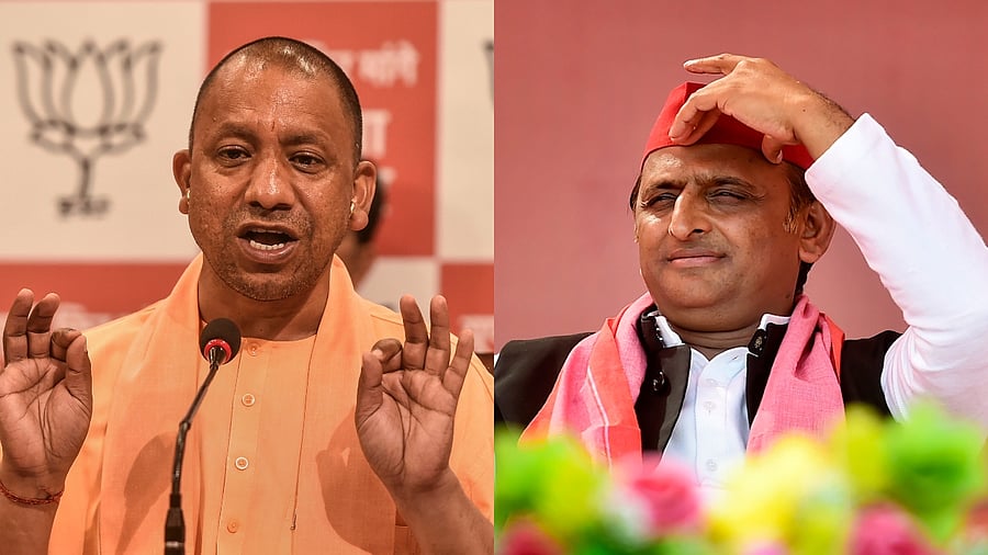 UP CM Yogi Adityanath (left) and SP chief Akhilesh Yadav. Credit: PTI photos