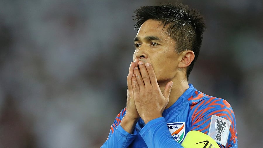 Indian football team captain Sunil Chhetri. Credit: AP Photo