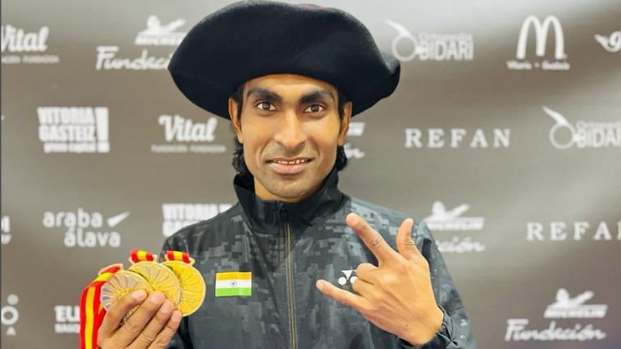 This victory is Kadam's third gold medal in as many tournaments. Credit: Twitter/@PramodBhagat83