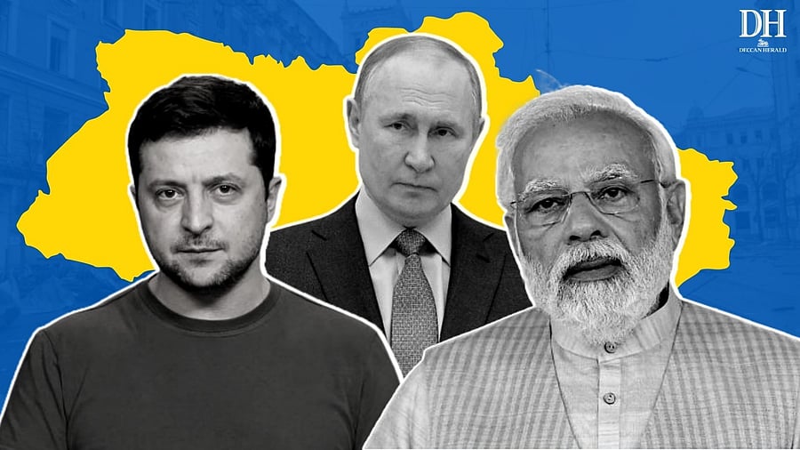 Modi's expected talk with Zelenskyy comes amid India's all out efforts to evacuate its nationals. Credit: DH Creative
