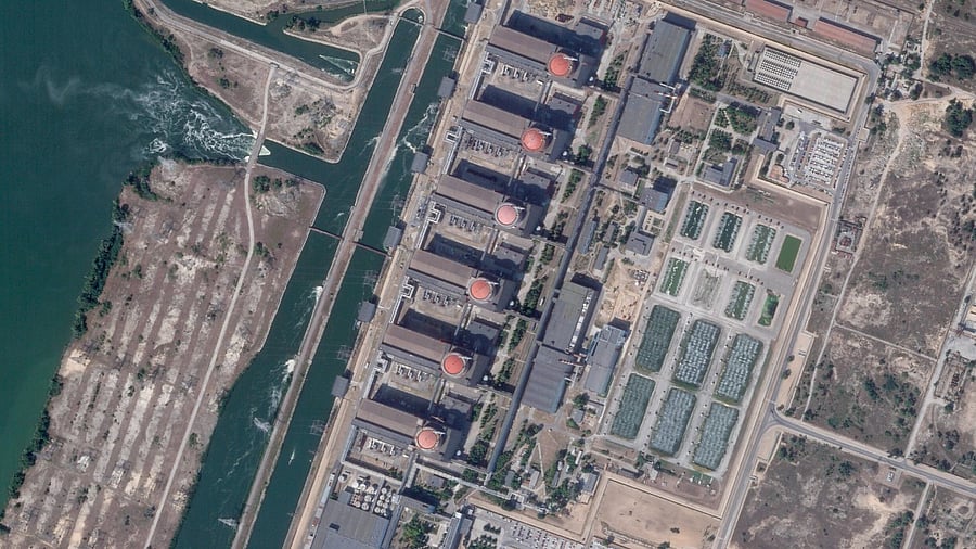 A satellite image of the Zaporizhzhia nuclear power plant in Enerhodar, Ukraine. Credit: AP/PTI File Photo