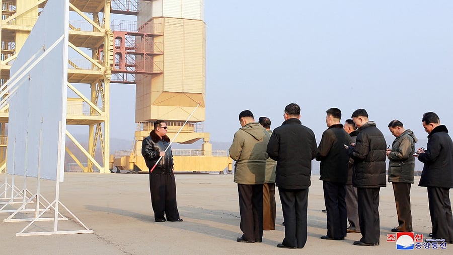 North Korean leader Kim Jong Un gives field guidance at the Seohae satellite launch site, in North Korea. Credit: Reuters via KCNA