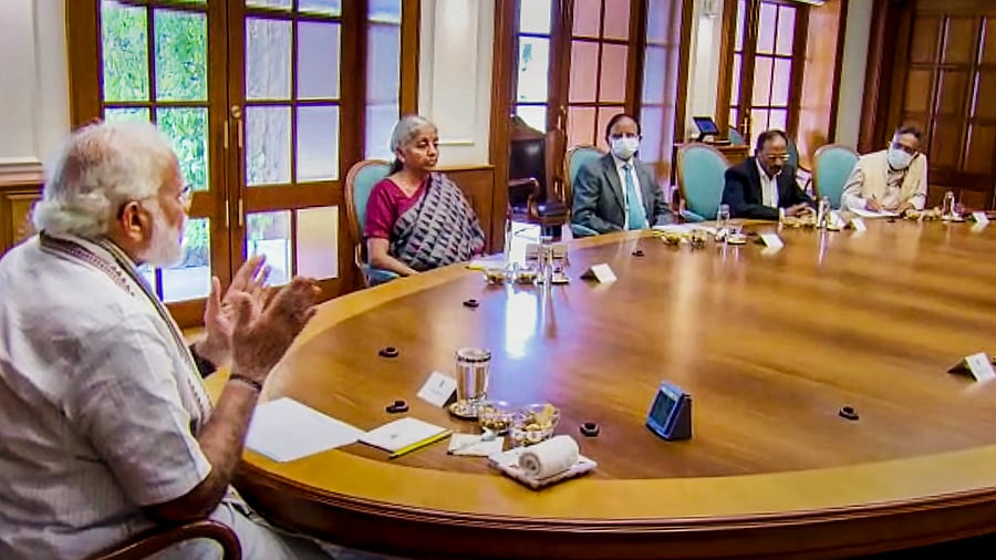 Prime Minister Narendra Modi chairs a high-level meeting to review India’s security preparedness, and the prevailing global scenario, amid Russia-Ukraine crisis. Credit: PTI Photo