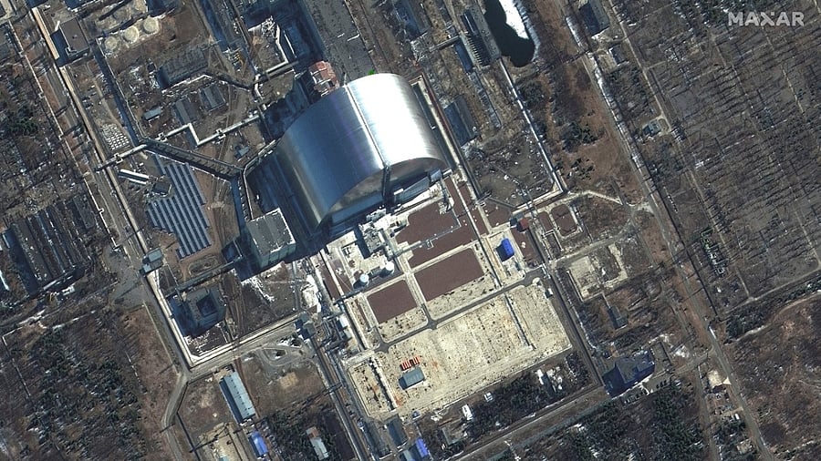 Ukraine's Chernobyl nuclear power plant. Credit: MAXAR satellite image/Reuters