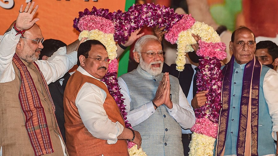 The party is unlikely to form governments in any of these states before Holi as the time of Holi Dahan is considered inauspicious. Credit: PTI Photo