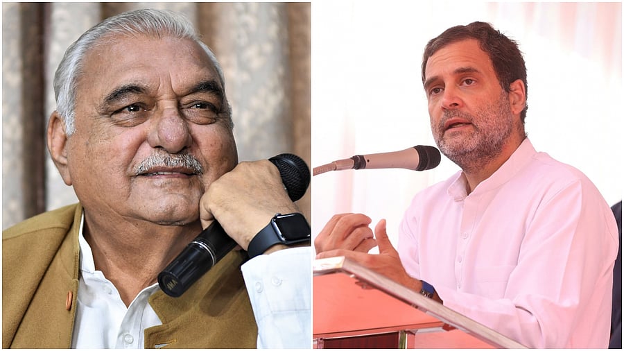 Haryana CM Bhupinder S Hooda, Rahul Gandhi. Credit: PTI Photos