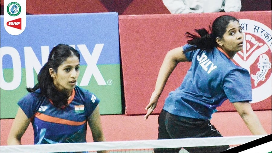 Indian women's doubles pair of Treesa Jolly and Gayatri Gopichand. Credit: Twitter/@BAI_Media