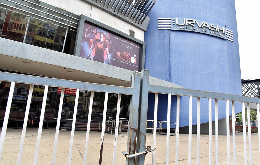 Film shooting came to a grinding halt when the pandemic struck in 2020. Many single screens remained shut for long periods and many films are struggling to lock release dates. DH PHOTO BY B K JANARDHAN