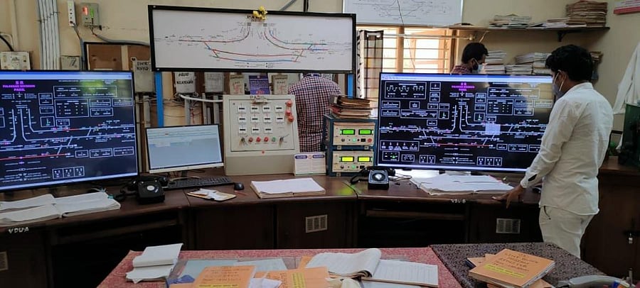 The new electronic interlocking panel commissioned at Padil Station.