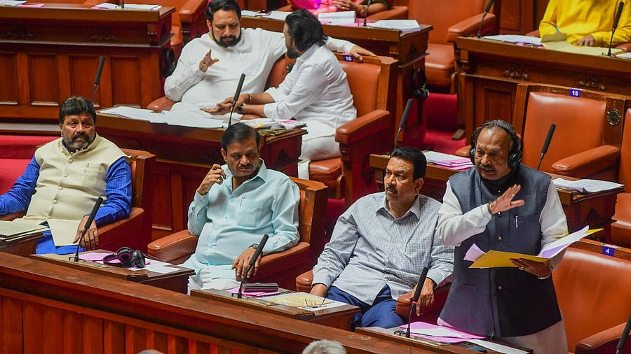 K S Eshwarappa Rural Development and Panchayat Raj Minister. Credit: DH Photo