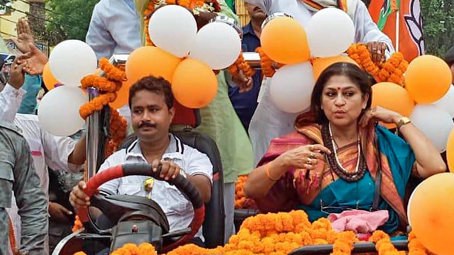 BJP leader Mukul Roy and party MP Rupa Ganguly. Credit: PTI Photo