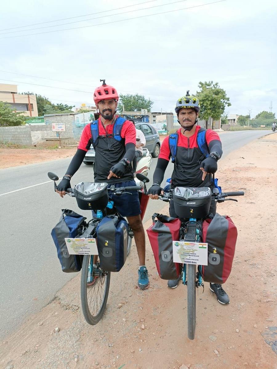 Hemanth Y B and Dhanush Manjunath faced extreme rains, snowfall and heat on the way.