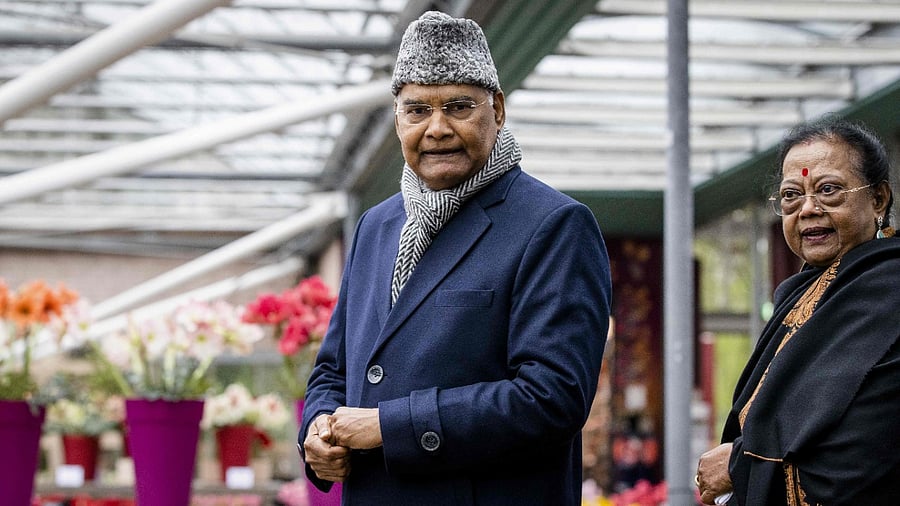 India's President Ram Nath Kovind and his wife Savita Kovind in Netherlands. Credit: AFP Photo