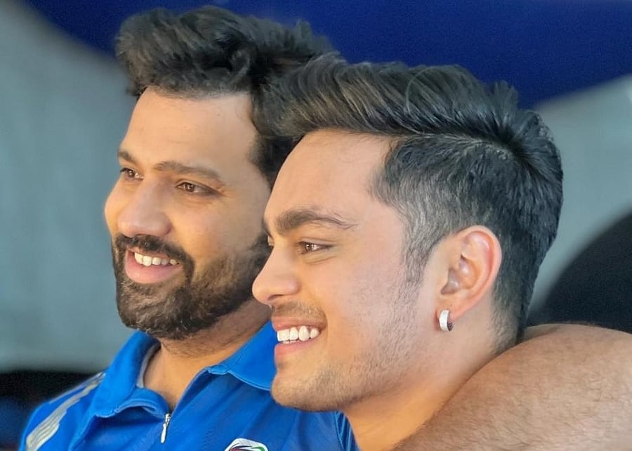 Mumbai Indians player Ishan Kishan with the captain Rohit Sharma. Picture Credit: IANS