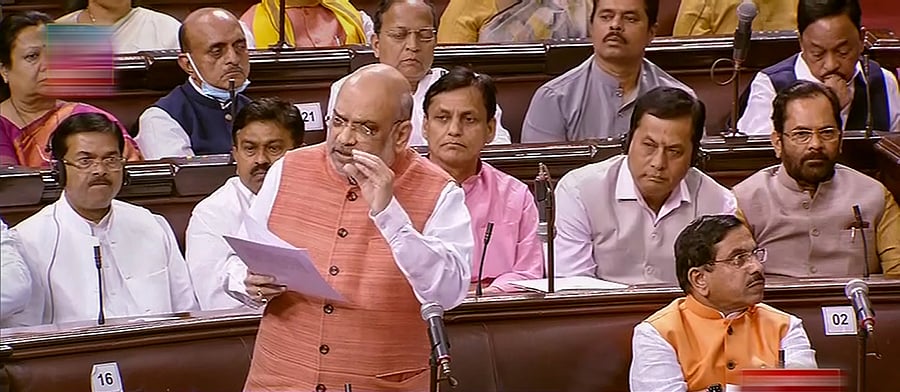 Union Home Minister Amit Shah speaks in the Rajya Sabha. Credit: PTI Photo