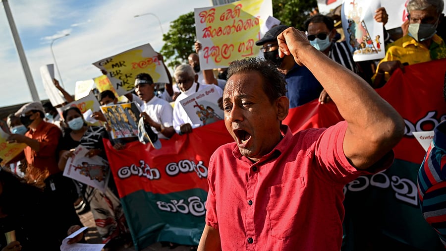 Sri Lankan activists take part in a demonstration outside the US embassy. Credit: AFP Photo
