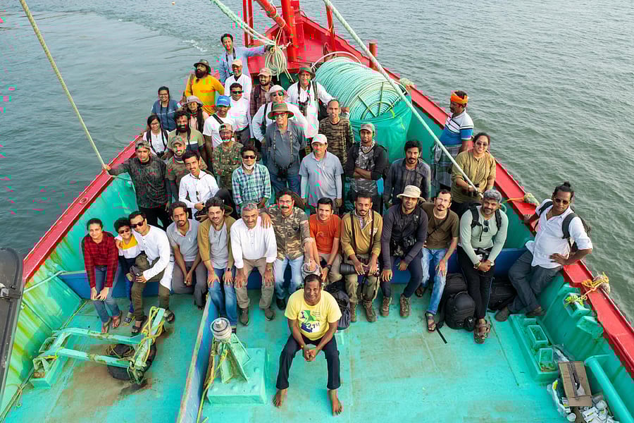 A team of bird watchers who were part of the pelagic birds survey off Mangaluru coast. Photo: Gopalakrishna A