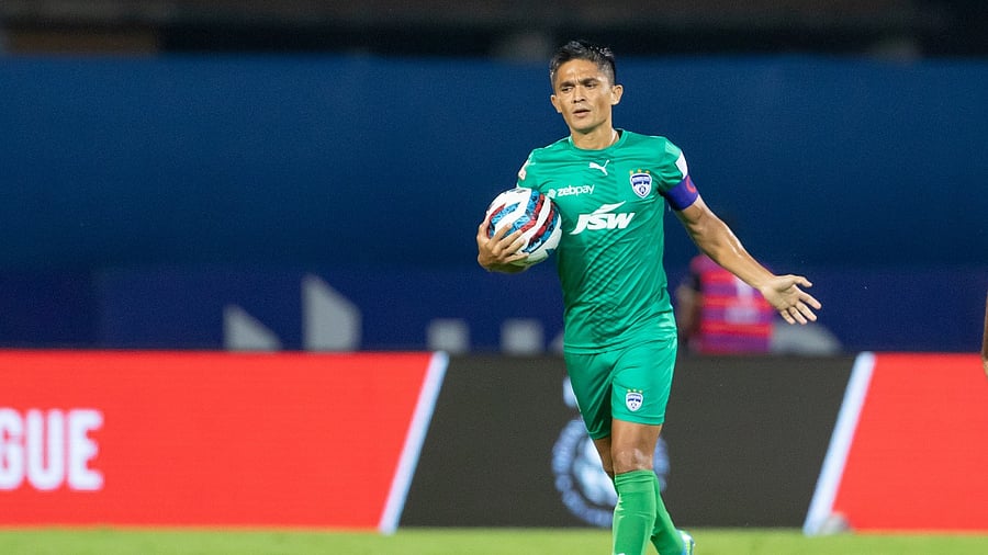 Sunil Chhetri of Bengaluru FC. Credit: Vipin Pawar/Focus Sports/ ISL Photo