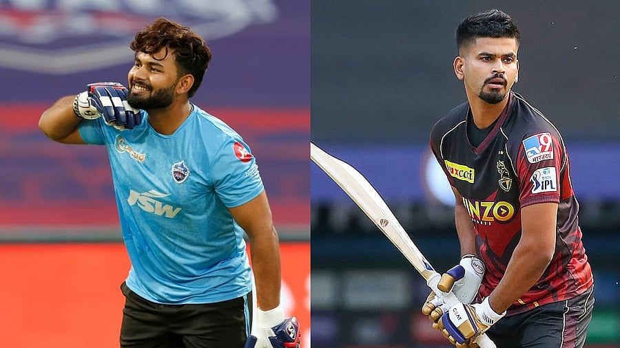 Delhi Capitals captain Rishabh Pant (L) and Kolkata Knight Riders skipper Shreyas Iyer. Credit: IANS, PTI Photos