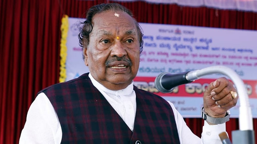 Rural Development and Panchayat Raj Minister K S Eshwarappa. Credit: DH Photo