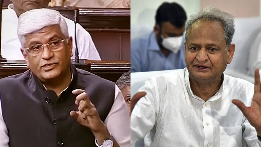 UNion Jal Shakti Minister Gajendra Singh Shekhawat (L) and Rajasthan CM Ashok Gehlot. Credit: PTI File Photos
