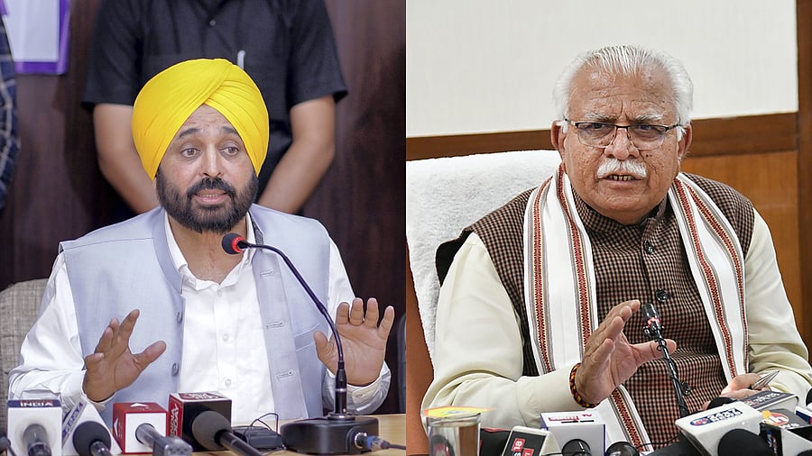 Bhagwant Mann and ML Khattar. Credit: PTI Photos