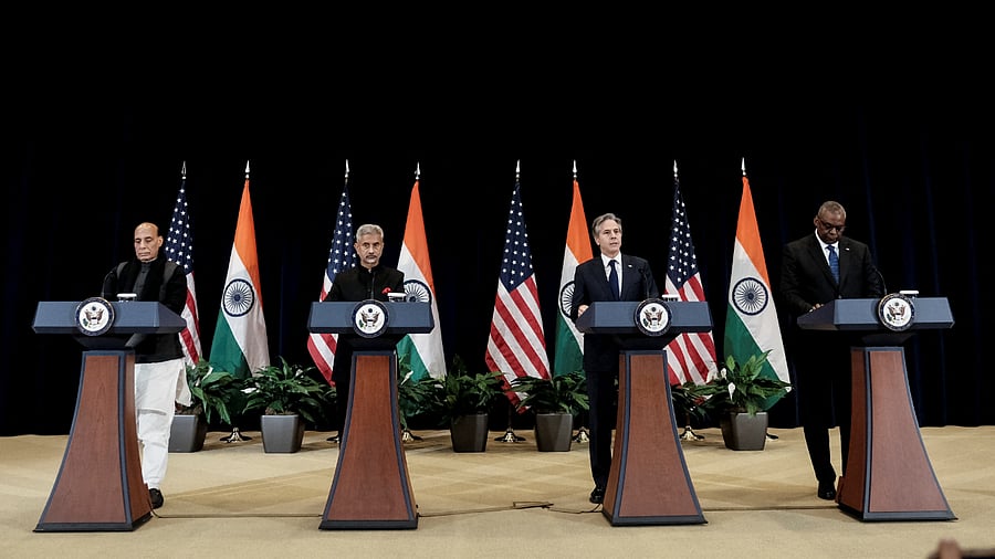 U.S. Secretary of State Blinken and Defense Secretary Austin host the fourth US-India 2+2 Ministerial Dialogue in Washington. Credit: Reuters Photo