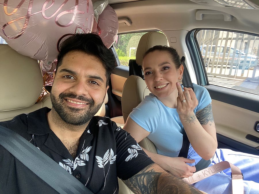 Indo-Ukrainian couple Anubhav Bhasin and Anna Horodetska. Credit: Anna Horodetska for DH